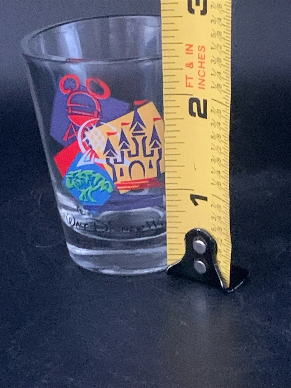 Pre Owned Disney World Color Block Castle Sleeping Beauty Shot Glass Shotglass
